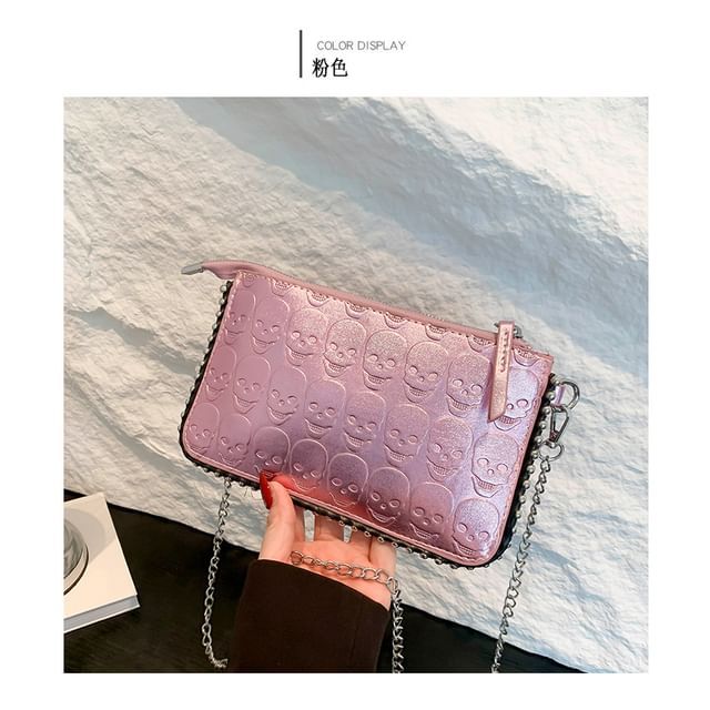 Chain Strap Skull Patterned Crossbody Bag
