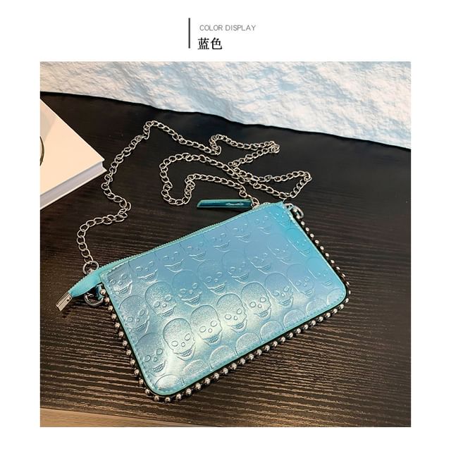 Chain Strap Skull Patterned Crossbody Bag