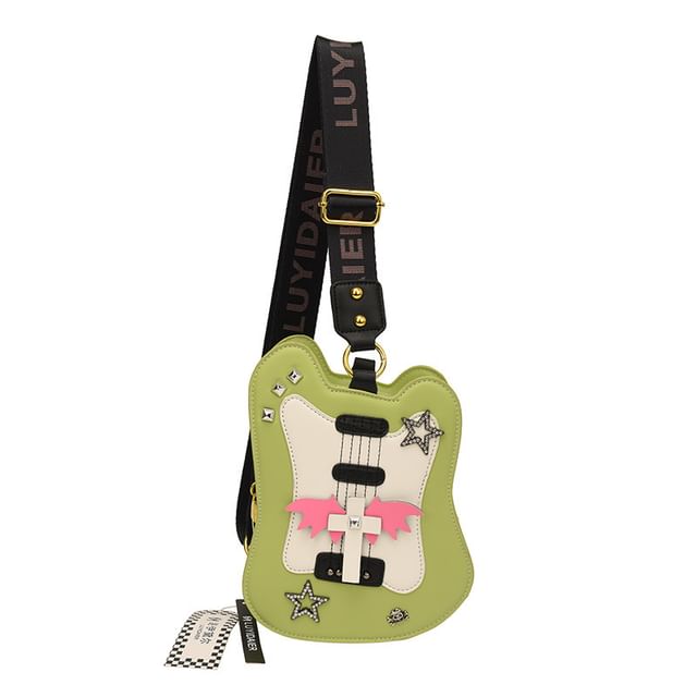 Star Applique Studded Violin Crossbody Bag