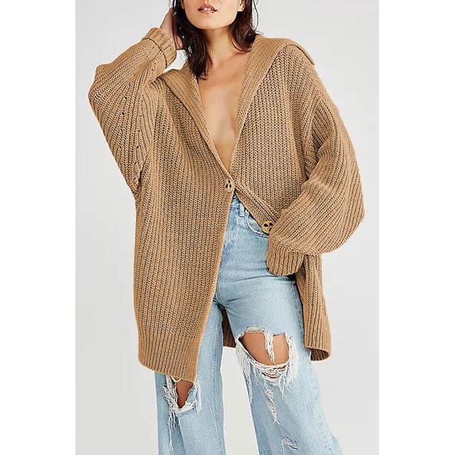 One-Button Sailor-Collar Loose Cardigan in 5 Colors