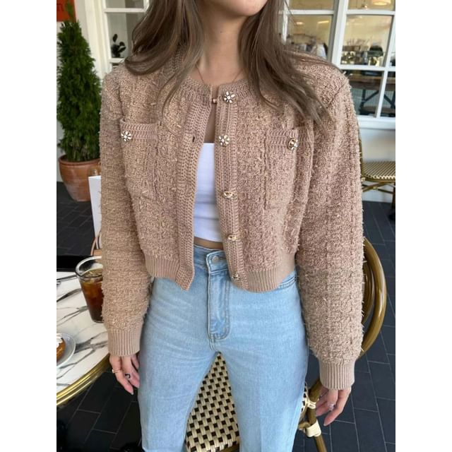 Cropped Crew-Neck Cardigan in 5 Colors