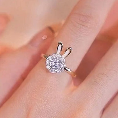 Rabbit Rhinestone Alloy Open Ring / Pendant Necklace