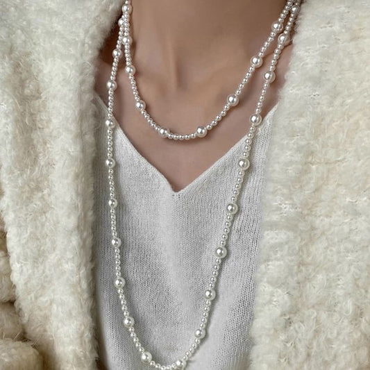 Layered Floral / Faux Pearl Necklace (Various Designs)