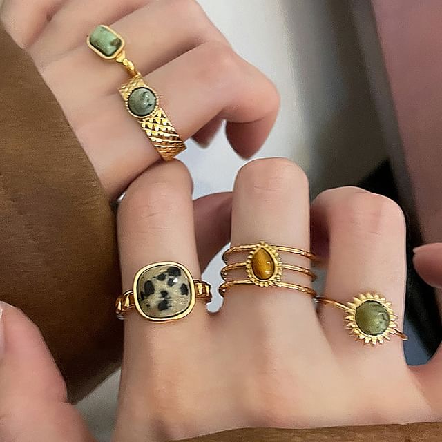 Faux Turquoise Alloy Open Ring (Various Designs)