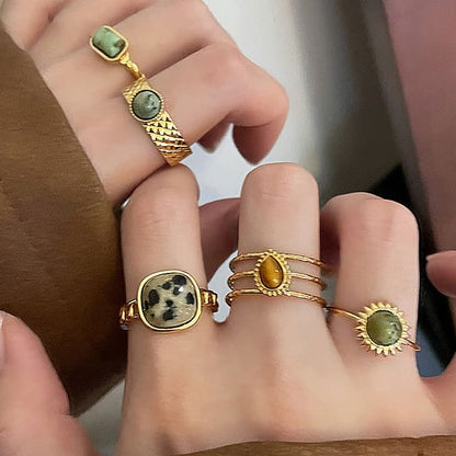 Faux Turquoise Alloy Open Ring (Various Designs)