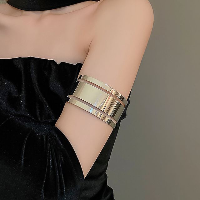Layered Polished Alloy Open Bangle