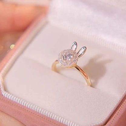 Rabbit Rhinestone Alloy Open Ring / Pendant Necklace