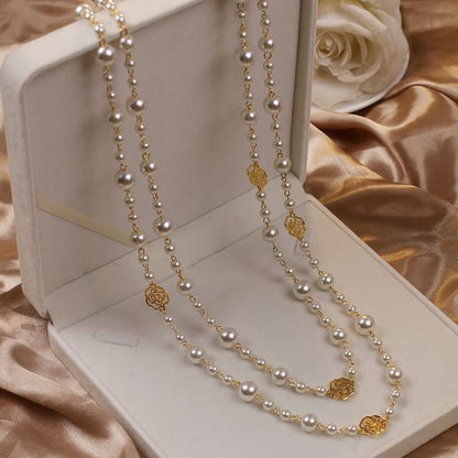 Layered Floral / Faux Pearl Necklace (Various Designs)