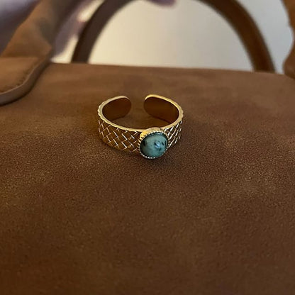 Faux Turquoise Alloy Open Ring (Various Designs)