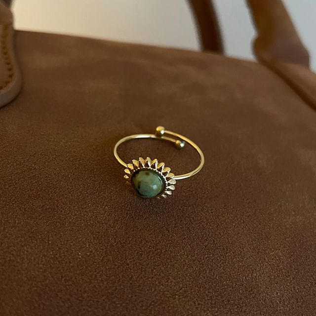 Faux Turquoise Alloy Open Ring (Various Designs)
