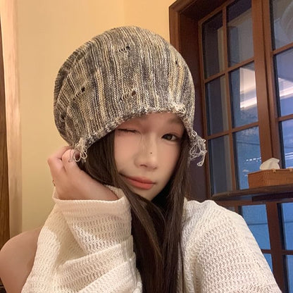 Distressed Frayed Beanie