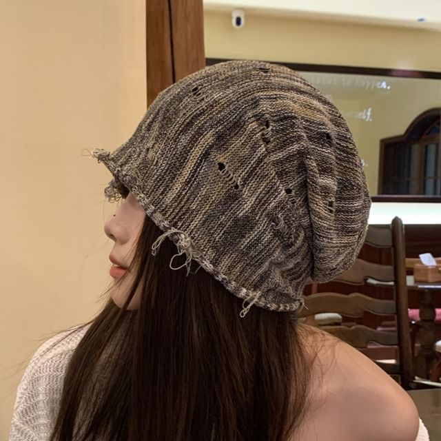 Distressed Frayed Beanie