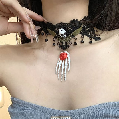 Skull Lace Choker / Earring