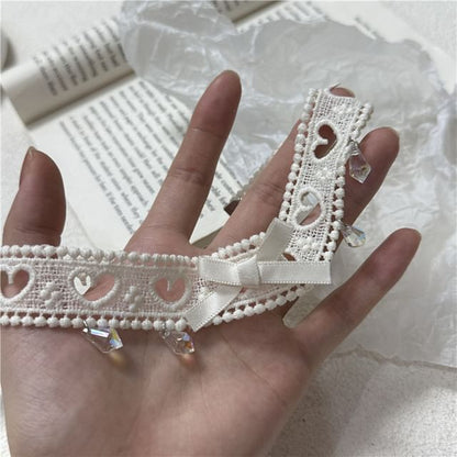 Ribbon Accent Heart Cutout Choker