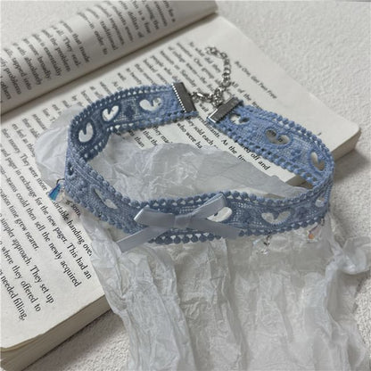 Ribbon Accent Heart Cutout Choker