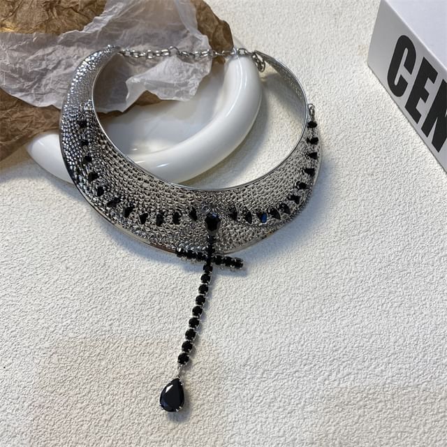 Metallic Rhinestone Lariat Choker