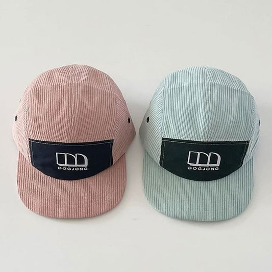 Lettering Embroidered Panel Corduroy Baseball Cap
