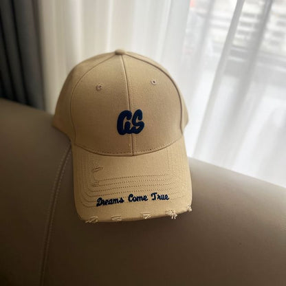 Lettering Embroidered Distressed Baseball Cap