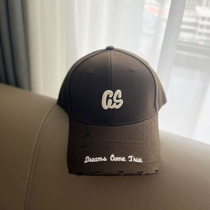 Lettering Embroidered Distressed Baseball Cap