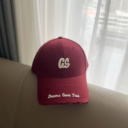 Lettering Embroidered Distressed Baseball Cap