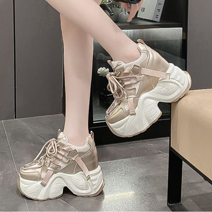 Platform Panel Hidden Wedge Sneakers