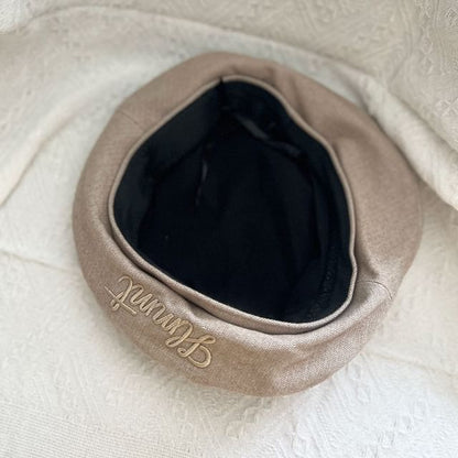 Lettering Embroidered Beret