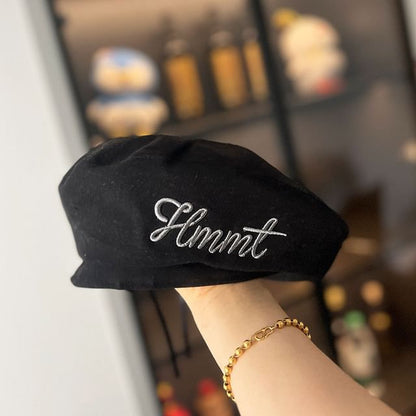Lettering Embroidered Beret