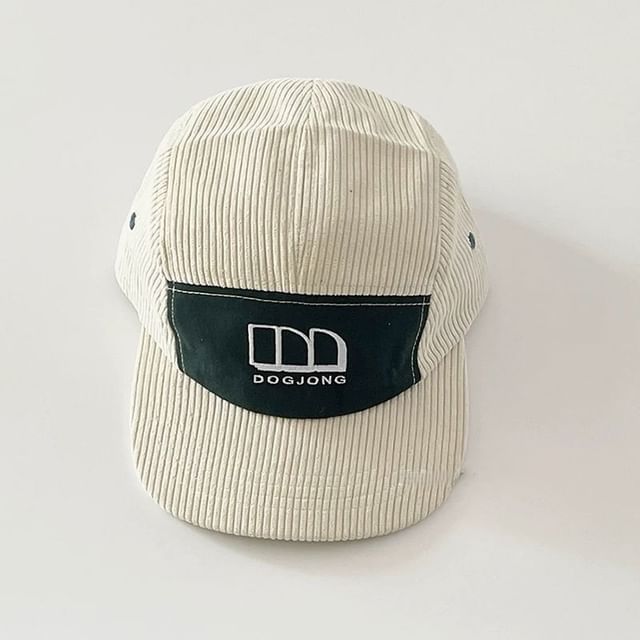 Lettering Embroidered Panel Corduroy Baseball Cap