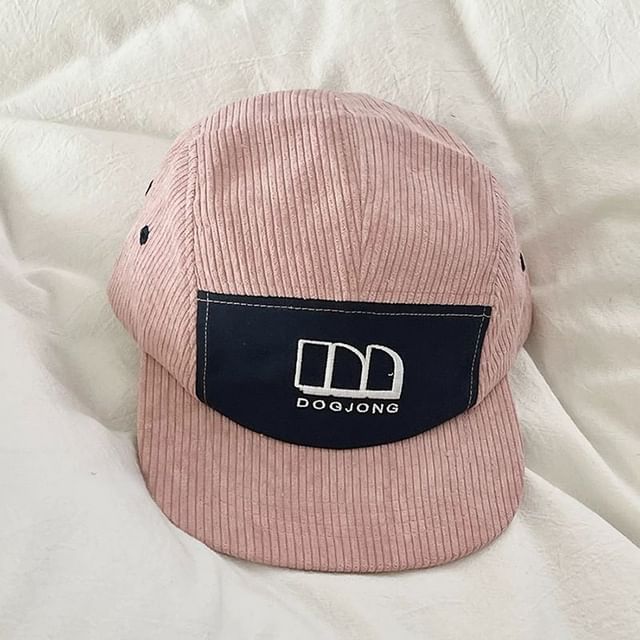 Lettering Embroidered Panel Corduroy Baseball Cap