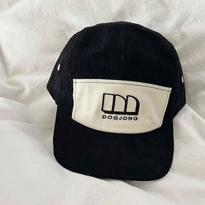 Lettering Embroidered Panel Corduroy Baseball Cap
