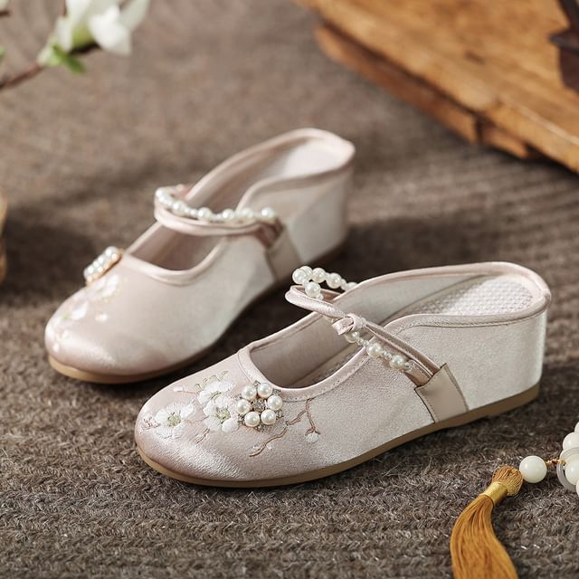 Wedge-Heel Mules Beaded