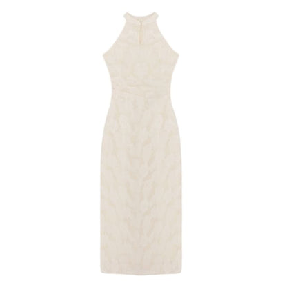 Sleeveless Keyhole Floral Maxi Qipao / Fringe Plain Shawl / Set