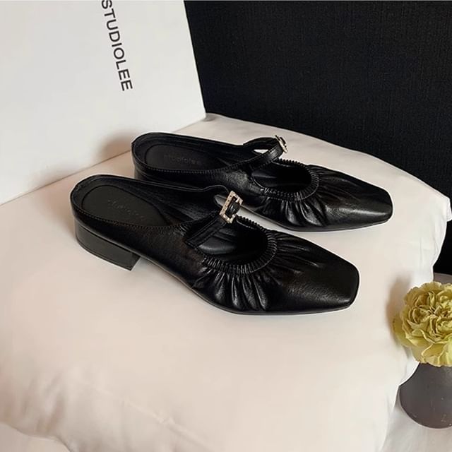 Square Mules Heel Low Toe