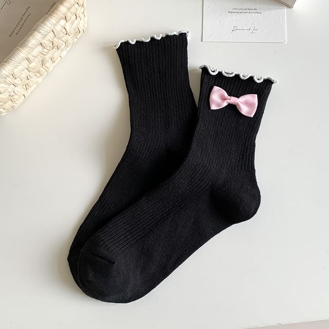 Ruffle Trim Bowknot Socks