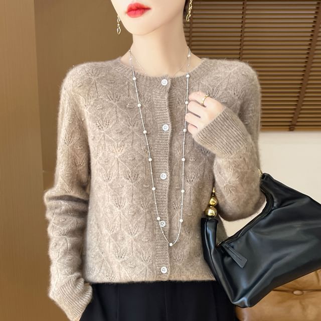Long Sleeve Pointelle Cropped Cardigan
