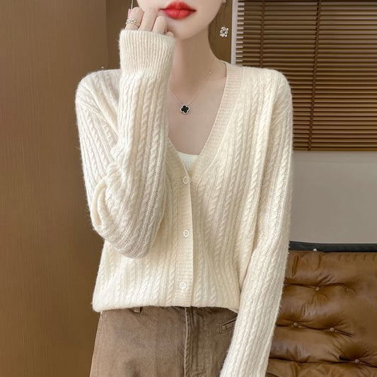 V-Neck Cable Knit Cardigan