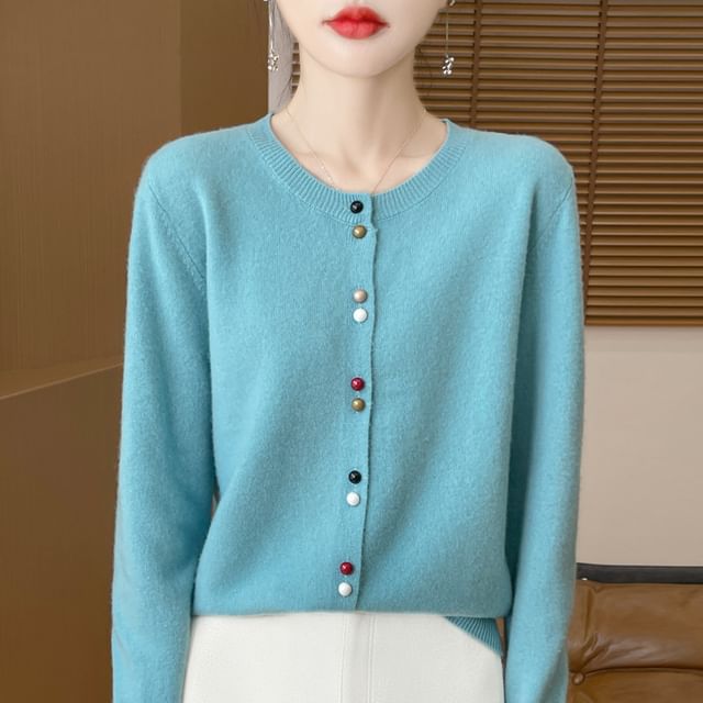 Round Neck Button Up Knit Cardigan