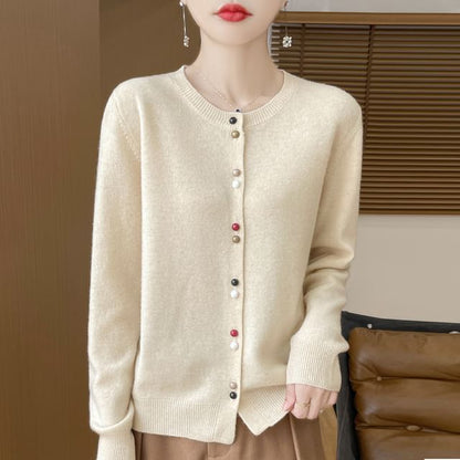 Round Neck Button Up Knit Cardigan
