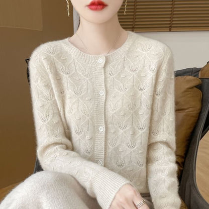 Long Sleeve Pointelle Cropped Cardigan