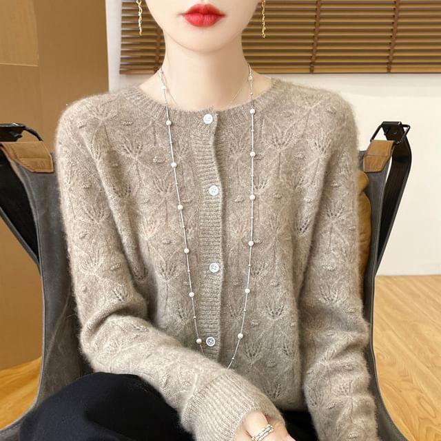 Long Sleeve Pointelle Cropped Cardigan