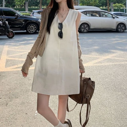Sleeveless V-Neck Dress & Cardigan