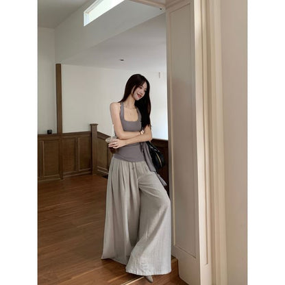 Halter Tank & Cardigan & Pleated Skirt & Culottes