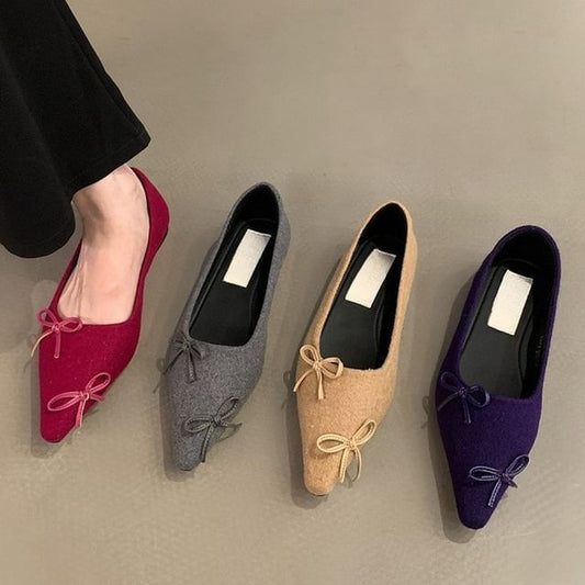 Pointed Toe Bow Flats