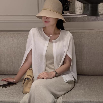Cape-Sleeve Round Neck Cardigan