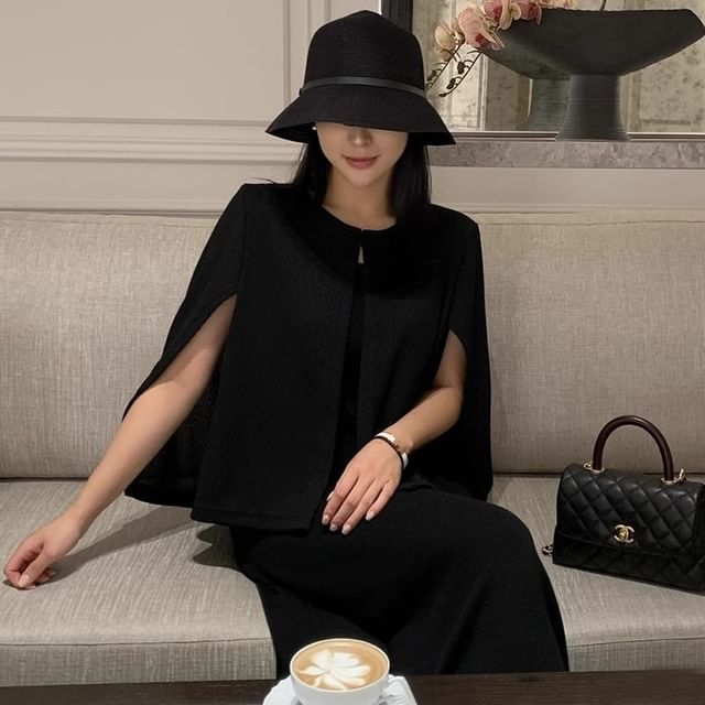Cape-Sleeve Round Neck Cardigan