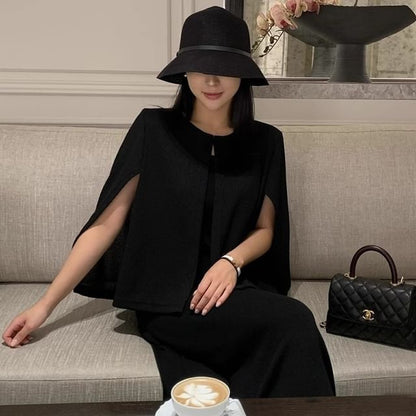 Cape-Sleeve Round Neck Cardigan