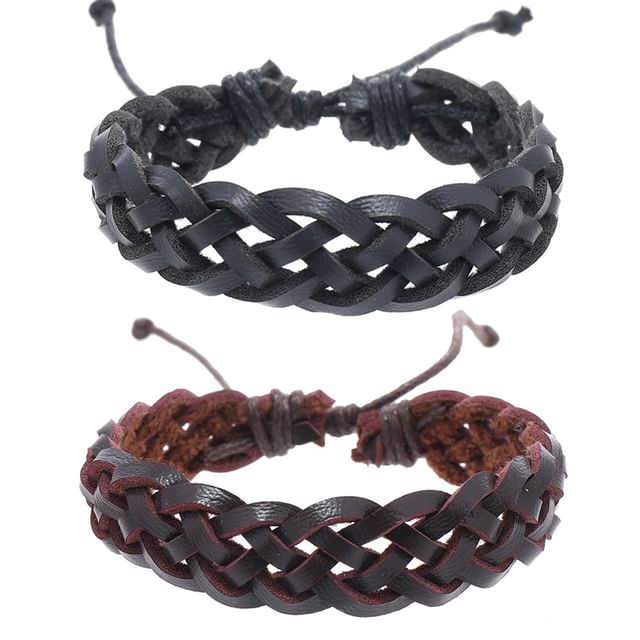 Woven Faux Leather Bracelet