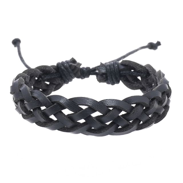 Woven Faux Leather Bracelet