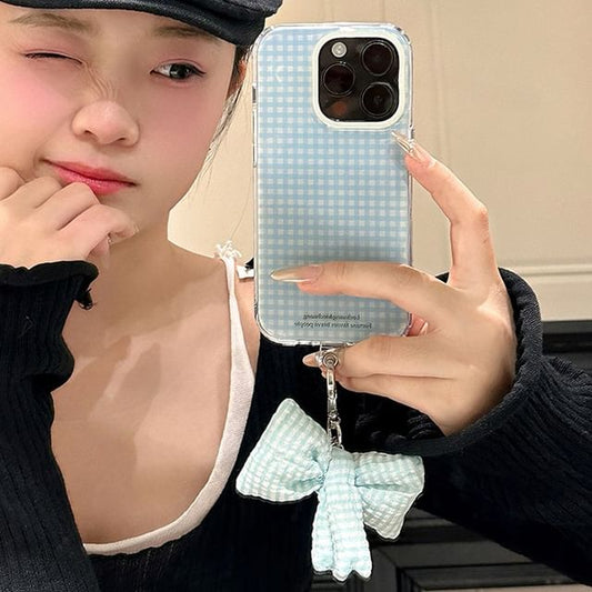 Plaid Phone Case / Bow Charm / Set