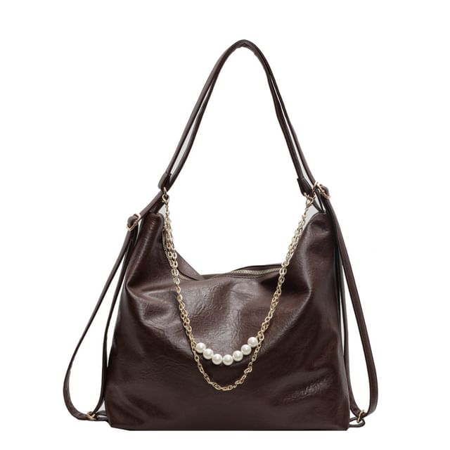 Faux Leather Chained Crossbody Bag